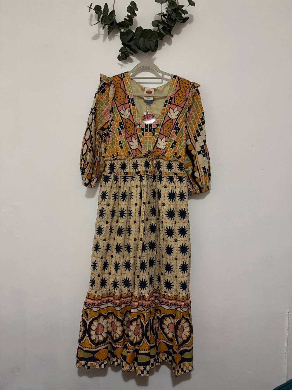 FARM Rio NWT Tropical Sunshine V-Neck Dress Cream Maxi Dress - Picture 10 of 14
